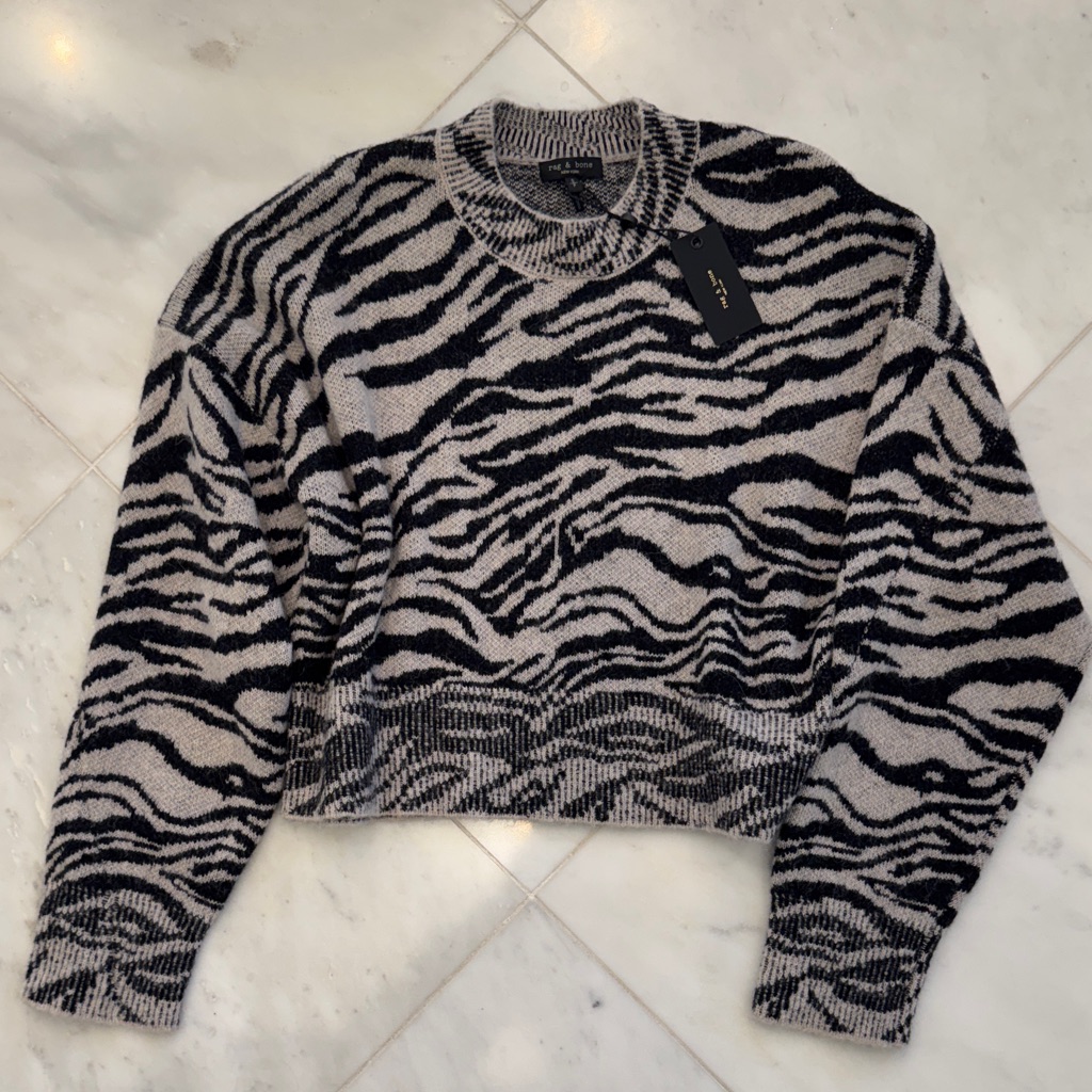 Rag & Bone Black And Gray Patterned Sweater Nwt